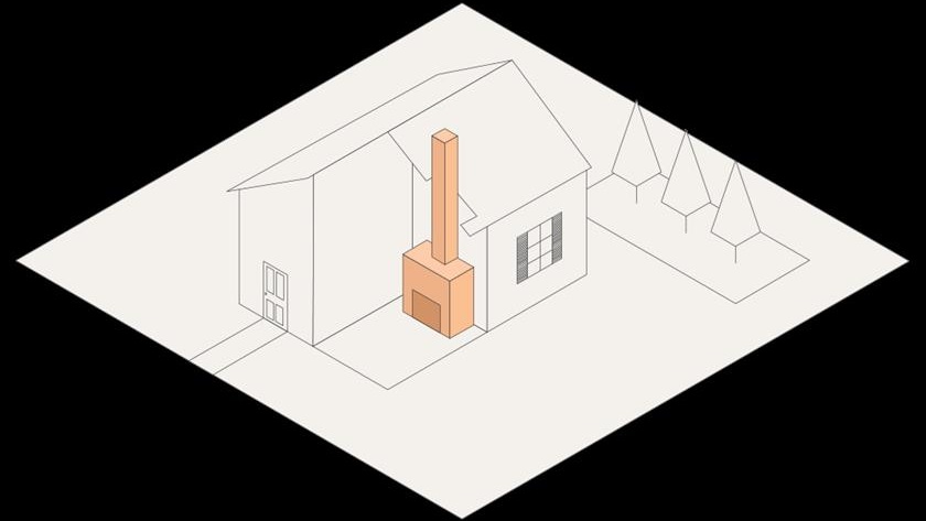 Illustration på eldstad Illustration på eldstad