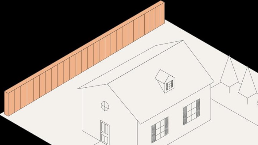 Illustration på hus med plank Illustration på hus med plank