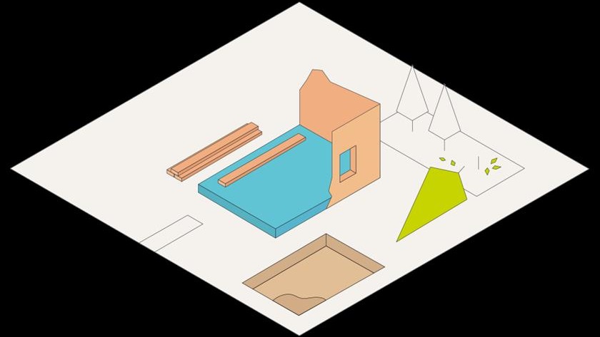 Illustration på rivet hus Illustration på rivet hus